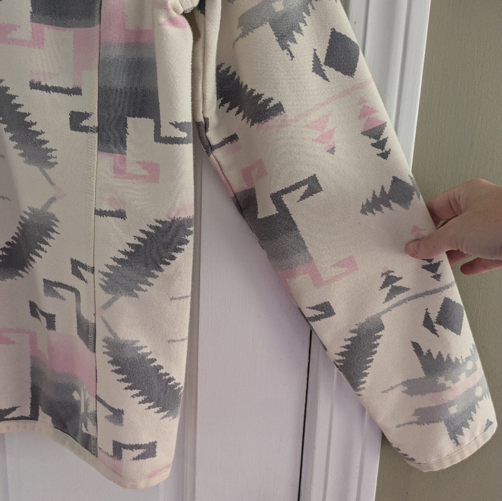 Ralph Lauren Aztec Western Preppy puffer Jacket pink and gray size L athleisure - Picture 9 of 9